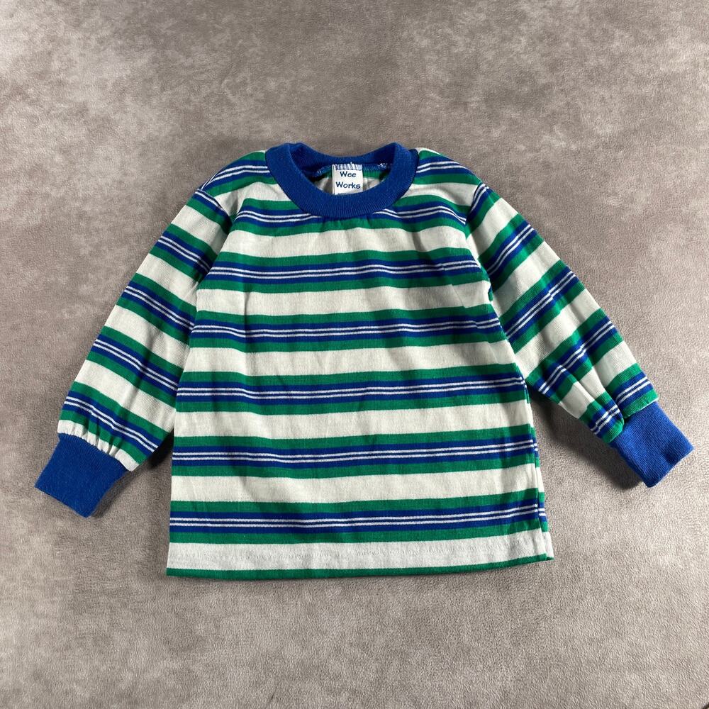 90’s Vintage Toddler Wee Works 2T Striped Long Sleeve Preppy Made In USA